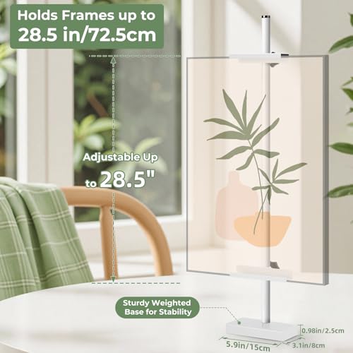Rofio Adjustable Tabletop Easel Stand, Picture Easels for Display up to 28.5 Inches, Heavy Duty Metal Picture Frame Holder for Artwork, Signs & Certificates Display Stand(White) - color: White