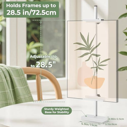 Rofio Adjustable Tabletop Easel Stand, Picture Easels for Display up to 28.5 Inches, Heavy Duty Metal Picture Frame Holder for Artwork, Signs & Certificates Display Stand(White) - color: White