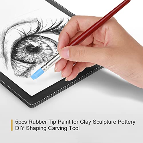 5Pcs Rubber Tip Paint, Silicone Clay Tools, Delicate Durable Silicone Pen Head Smooth Handle Color Shapers Brushes for Clay Sculpture Pottery DIY Shaping Carving Tool