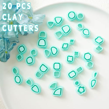 Tainsky 20 Shapes Embedded Polymer Clay Cutters - Gem Studs Clay Jewelry Making Tools, Earring Cutters (Studs) - color: Stud Set