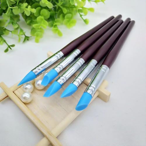 8 Pack Silicone Color Shapers Rubber Tip Brushes for Clay Pottery Sculpting