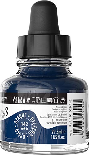 Daler-Rowney System3 Acrylic Ink Bottle Phthalo Blue 29.5ml - Versatile Acrylic Ink for Artists and Students - Opaque Calligraphy Ink for Drawing Illustrating Airbrushing Dip Pen Ink and More