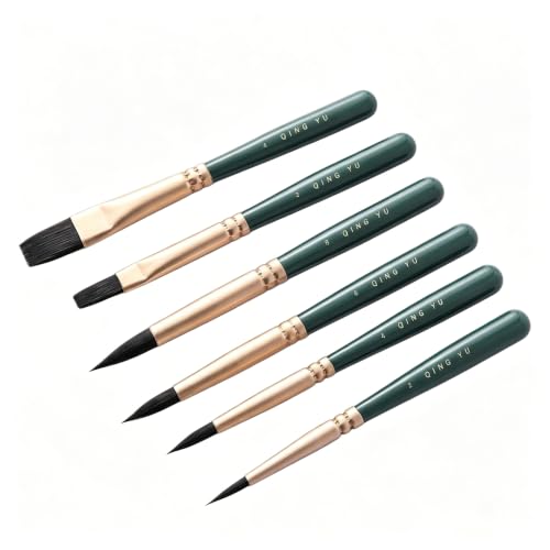 6PCS Watercolor Brushes, Travel Watercolor Brushes Set, Mini Paint Brushes for Artists, Round Watercolor Brushes Professional Kit, Fuumuui Watercolor Travel Set with 6 Mini Short Handles