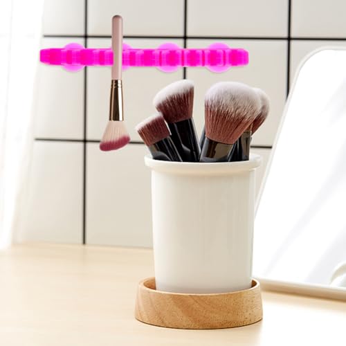 KALLORY Beauty Makeup Brush Shelf 1pc Makeup Holder, Makeup Storage Rack Silicone Makeup Brush Drying Holder for Painting Pen Eyeliner Pencil Black Drying Brush Rack