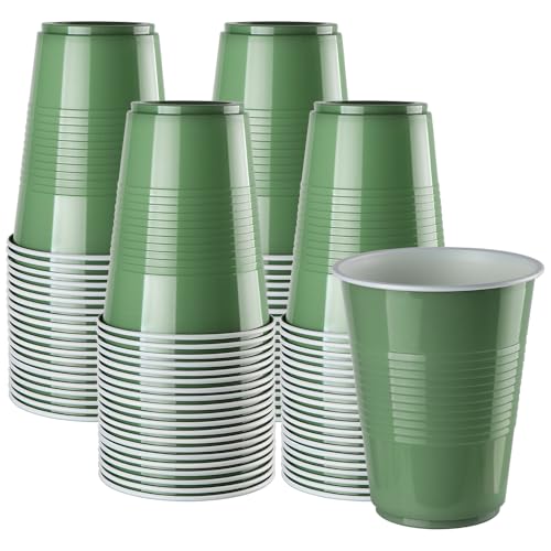 Disposable Plastic Cups, Colored Disposable Cups, 16 Ounce Plastic Party Cups, Strong and Sturdy Disposable Cups for Party, Wedding, Christmas, Halloween Party Cup, 100 Pack (Jade, 16OZ) - color: Jade, size: 16OZ