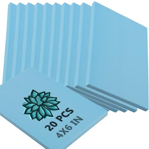 ZOENHOU 20 Pcs 4" x 6" Blue Rubber Carving Blocks, Linoleum Blocks for Printmaking,Soft Rubber Crafts Rubber Stamping Blanks
