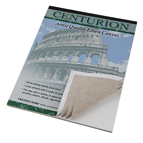 Centurion Acrylic Primed White Linen Canvas Sheet Pad, 11" x 14" 11oz Weight, Tape-Bound for Acrylics, Alkyds, Water-Mixable Oils - size: 11" x 14"
