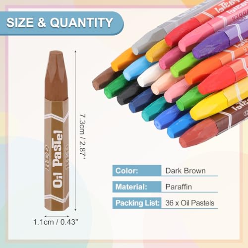 PATIKIL Dark Brown Oil Pastels, 36Pcs Soft Oil Crayons Pastels Stick Vibrant and Creamy Art Supplies Bulk for Artists Beginners Art Painting Drawing Blending Graffiti Gallery - color: Dark Brown