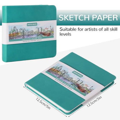 Prudiut Hardcover Pocket Sketchbook, 5" x 5" Square Mini Sketchbook, 98lb/160gsm Heavyweight Tiny Sketch Book, 80 Sheets Small Travel Drawing Journal for Adults, Artist, Ideal for Gift (Dark Blue) - color: Dark Blue