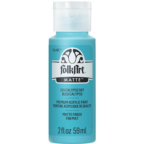 FolkArt Acrylic Paint in Assorted Colors (2 Ounce), 524 Calypso Sky - color: Calypso Sky, size: 2 Fl Oz (Pack of 1)