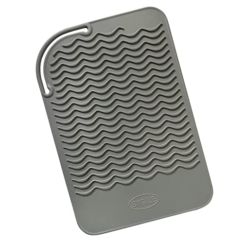 9" X 6.5" Silicone Heat Resistant Travel Mat, Anti-Heat Pad Cover for Hair Straighteners, Curling Irons, Flat Irons and Other Hair Styling Tools - Gray - color: Gray