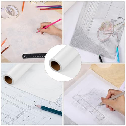 Tracing Paper Roll 12in x 50yd, White Trace Paper Pattern Paper Translucent Tracing Paper for Sewing, Drawing, Sketching, Gift Wrapping - size: 12in x 50yd