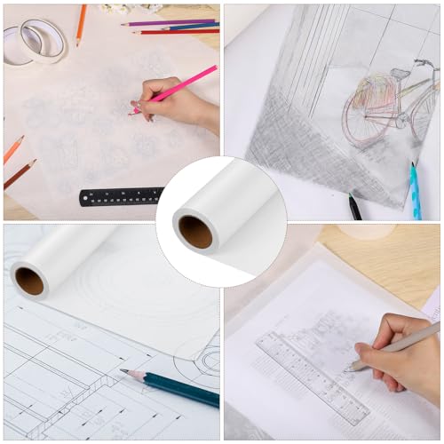 Tracing Paper Roll 12in x 50yd, White Trace Paper Pattern Paper Translucent Tracing Paper for Sewing, Drawing, Sketching, Gift Wrapping - size: 12in x 50yd