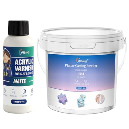 100ML Air Dry Clay Glaze Matte and Plaster Casting Powder 3000g