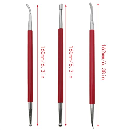 sunnates 3 PCS Leather Press Rub Tool Stainless Steel Leather Carving Modelling Tools Leather Carving Tools for DIY Leather Crafts