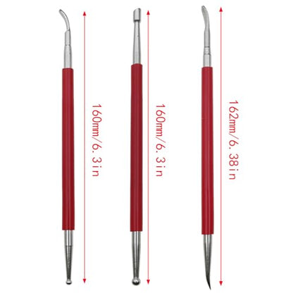 sunnates 3 PCS Leather Press Rub Tool Stainless Steel Leather Carving Modelling Tools Leather Carving Tools for DIY Leather Crafts