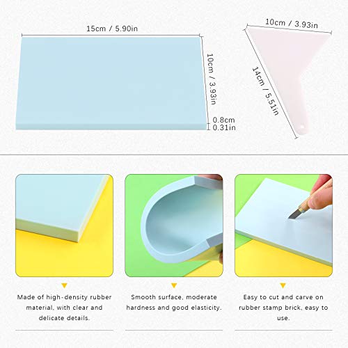 Swpeet 24Pcs Block Printing Starter Tool Kit, Rubber Stamp Carving Blocks, Ink Roller, Carving Tools, Gloves, Tracing Papers and Ink Mixing Tray for Stamp Carving