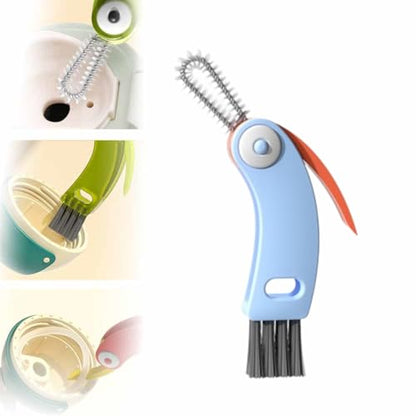 4 in 1 Cup Lid Cleaning Brush Set for Baby Bottle Gap, Tight Spaces - Multifunctional Portable Cleaner for Crevices (Blue) - color: Blue