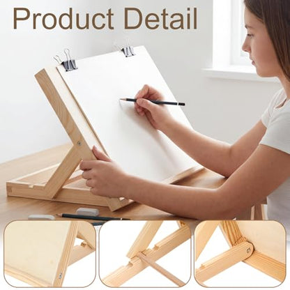 4 Pack Tabletop Wooden Easels for Painting, Adjustable Angle Art Desktop Easel Stand for Crafts, Painting Canvas, Drawing, Books and Artwork Display, 13 x 9 Inch