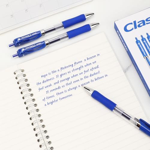 Classic Retractable Gel Roller Pens, 0.7mm Fine Point, Blue Ink (Blue Ink - 12 Packs) - color: Blue Ink - 12 Packs