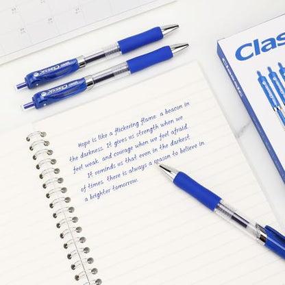 Classic Retractable Gel Roller Pens, 0.7mm Fine Point, Blue Ink (Blue Ink - 12 Packs) - color: Blue Ink - 12 Packs