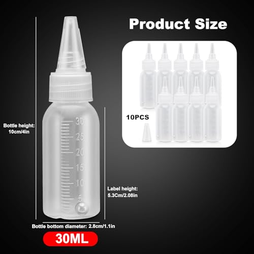 Tbest Paint Bottle,10 Pack Airbrush Paint Bottles Jars Plastic containers 1oz/30ml of Acrylic Storage Mixing with Ball jar Bottle Mixer resealable Empty Small Squirt 1inch Container Squeeze