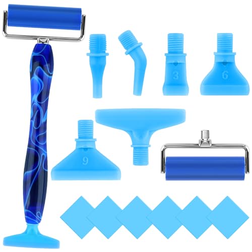 14 Pcs Diamond Art Pens Tools Set, 5D Diamond Painting Pens Kit with Metal Tip Roller and 6 Glue Clays, for Art Craft Nail, Blue