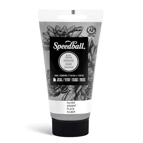 Speedball 3514 Water Soluble Block Printing Ink – Bold Color With Satin Finish AP Non-Toxic 2.5 Fl. Oz., Silver - color: Silver, size: 2.5 fl oz