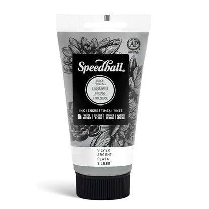 Speedball 3514 Water Soluble Block Printing Ink – Bold Color With Satin Finish AP Non-Toxic 2.5 Fl. Oz., Silver - color: Silver, size: 2.5 fl oz