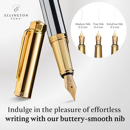Ellington Pens Luxury Fountain Pen Set - Extra Fine Nib- Includes 3 Ink Cartridges, Refillable Ink Converter, Gift Box- Fountain Pens For Writing, Calligraphy, Journaling, Sketching (Master Chopin) - color: Master Chopin, style: Extra Fine