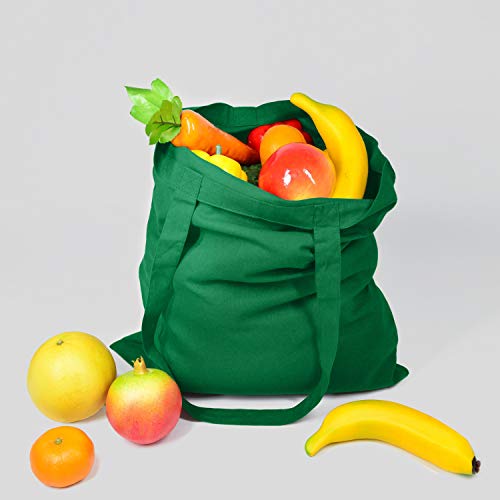 NPBAG 15 Pack 15'' X 16'' Green Cotton Tote Bags, Lightweight Blank Bulk Cloth bags with 1pc of PTFE Teflon Sheet - color: Green, size: Medium