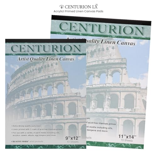 Centurion Acrylic Primed White Linen Canvas Sheet Pad, 16" x 20" 11oz Weight, Tape-Bound for Acrylics, Alkyds, Water-Mixable Oils - size: 16" x 20"
