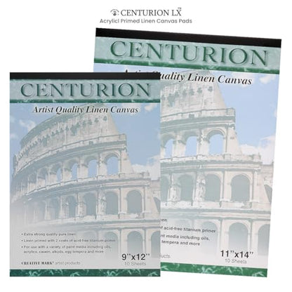 Centurion Acrylic Primed White Linen Canvas Sheet Pad, 16" x 20" 11oz Weight, Tape-Bound for Acrylics, Alkyds, Water-Mixable Oils - size: 16" x 20"