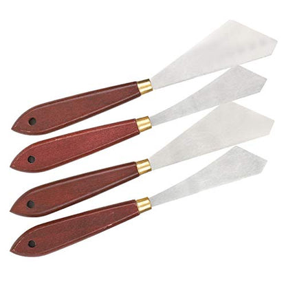 Stainless Steel Palette Knife, Wooden Handle Oil Painting Scraper with Straight for Mixing Acrylic Paint, Watercolor, Nail and Craft Art