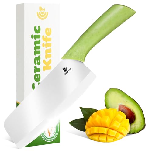 Durable Ceramic Knife for Chopping Vegetables & Fruits, 6” Non-Reactive and Professional Ceramic Chef Knife for Clean Cutting, Sharp Santoku Blade with Ergonomic Handle, Gift-Ready Kitchen Knives - style: 6 inch