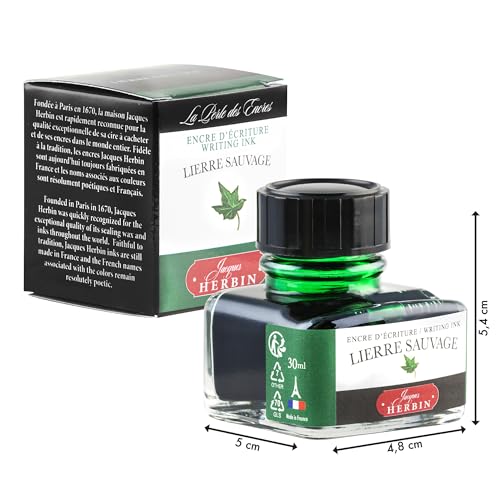 J. Herbin Fountn Pen Ink 30Ml Lierre Sauvage - color: Green, size: 1 fl oz