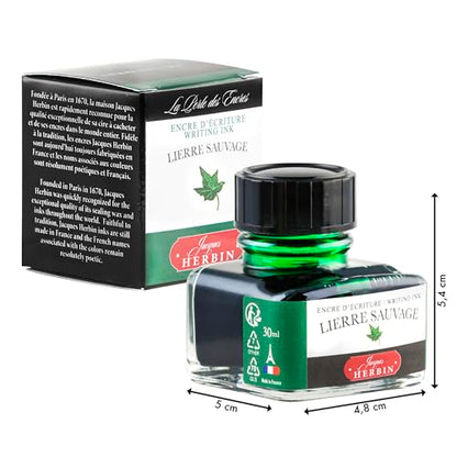 J. Herbin Fountn Pen Ink 30Ml Lierre Sauvage - color: Green, size: 1 fl oz