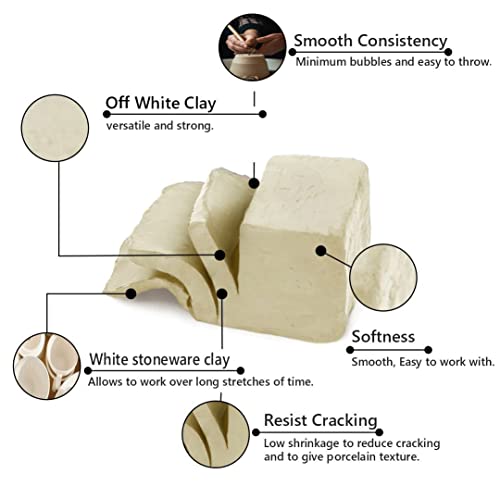 Old Potters Mid High Fire White Stoneware Clay for Pottery | Cone 6-10 | Ideal for Wheel Throwing, Hand Building, Sculpting | Great for All Skill Levels | Greenware Clay, 10 lbs. - size: 10 lb