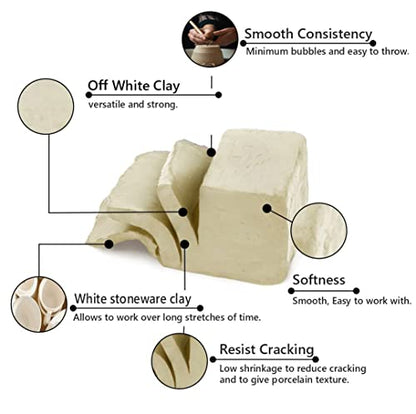 Old Potters Mid High Fire White Stoneware Clay for Pottery | Cone 6-10 | Ideal for Wheel Throwing, Hand Building, Sculpting | Great for All Skill Levels | Greenware Clay, 10 lbs. - size: 10 lb
