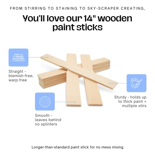 14 Inch Paint Sticks, Box of 500 Hardwood Paint Stirrers, Wood Mixing Paddles for Epoxy or Resin, Garden or Library Markers by Woodpeckers - size: 14 inch
