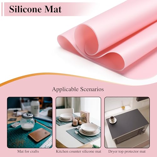Silicone Placemats, 2Pcs 15.7"x 11.8"x 0.03" Pink Silicone Table Mat, Silicone Mats for Baking, Jewelry, Kitchen Counter - color: Pink, size: 15.7"x 11.8"