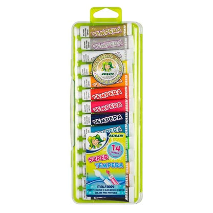 JOLLY Tempera Paint | Children's Gouache Paint Set | School Paint | 14 Tubes Each 7.5 ml, 9341-0003, Colourful, 105 ml