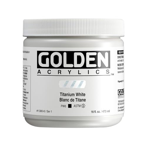 GOLDEN Heavy Body Acrylics, Titanium White, 16 fl. oz. Jar, Professional Acrylic Paint, Opaque