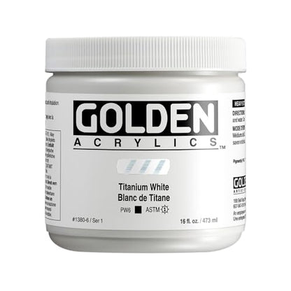 GOLDEN Heavy Body Acrylics, Titanium White, 16 fl. oz. Jar, Professional Acrylic Paint, Opaque