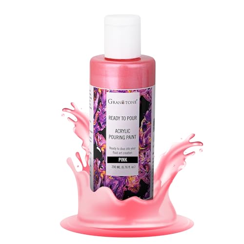 GRANOTONE Premium Metallic Acrylic Pouring Paint Pink Colour 6.76 fl oz 200 ml Ready to Use Superior High Flow Formula for Canvas Wood Paper Craft and Fluid Art Projects Made in India - color: PINK