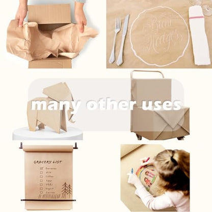 SMART&CASUAL 17.8"×1,800"(150') Brown Kraft Wrapping Paper for Craft Gift Bulletin Board Banner Bouquet Flower Table Covering Packing Shipping Moving 70GSM 50LB - color: Brown, size: 17.8" x 1800"