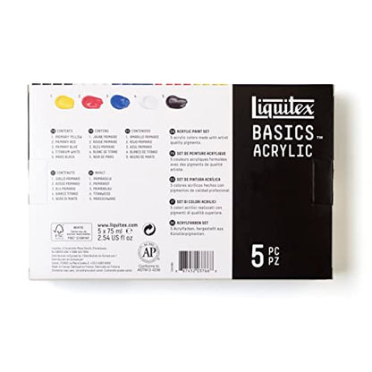 Liquitex BASICS Acrylic Paint Set, 5 x 75ml (2.4-oz) Tube Paint Set - style: 5 x 75ml (2.4-oz)