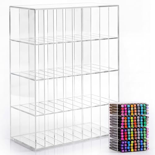 Colingmill Acrylic Marker Organizer for 144 Markers, Extra Large Art Marker Storage Rack for Desk, Back to School Supplies Durable Desk Storage for Artists Teachers Students Office (Small) - size: Small