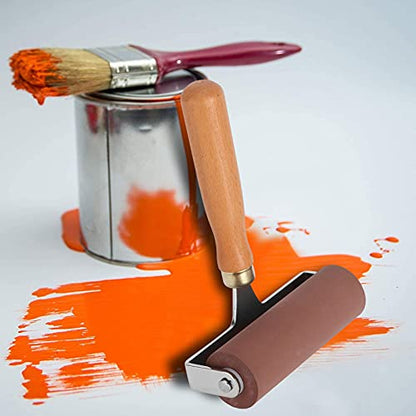 3 Sizes Printmaking Brayers, Soft Rubber Brayer, Ink and Glue Roller Set, for Printmaking, Scrapbooking, and Painting, with Comfortable Handle, Easy Operate, Cleanable Design - size: 10cm
