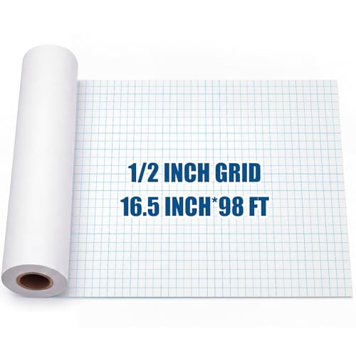 Jetec 1 Roll Large Grid Graph Paper Roll 1/2'' Grid 16.5 Inch x 98ft Math Graph Paper for Journaling Composition Planner Classroom Teaching Drafting Supplies Kids Students Gifts - color: 1/2'' Grid, size: 16.5 Inch X 98ft